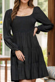 Square Neck Flounce Sleeve Dress - Trendsi - Flyclothing LLC