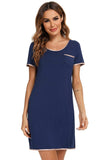 Contrast Trim Pocketed Round Neck Lounge Dress - Trendsi - Flyclothing LLC