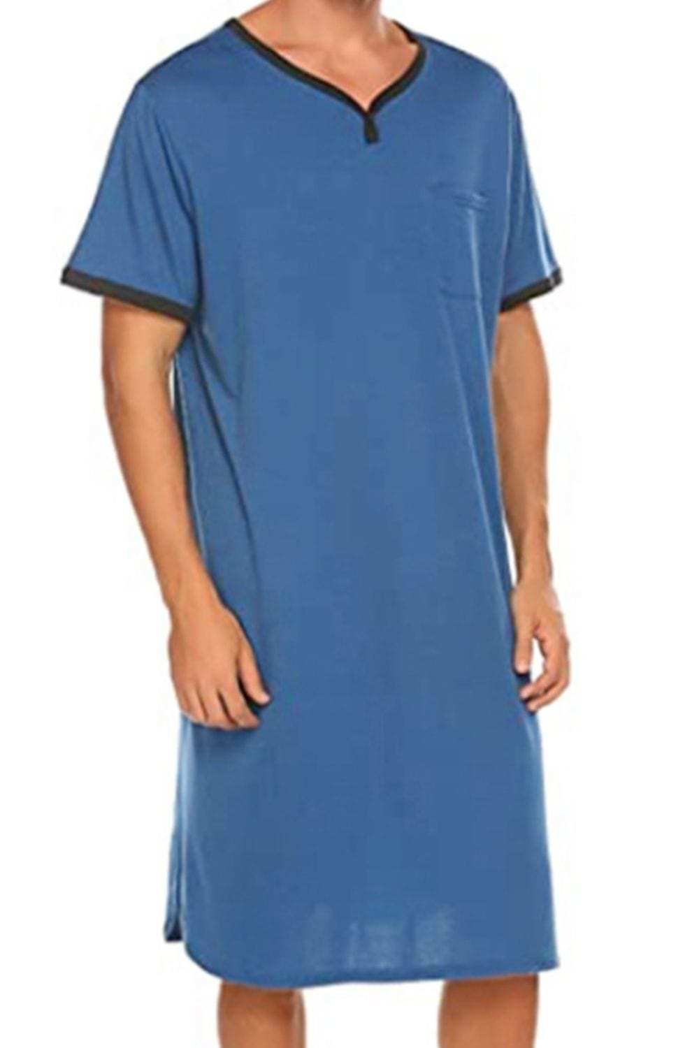Men's Plus Size Contrast Trim Short Sleeve Lounge Tee Dress - Trendsi - Flyclothing LLC