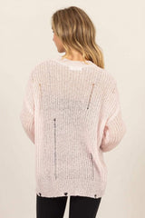 HYFVE Distressed Long Sleeve Knit Top - Trendsi - Flyclothing LLC