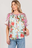 SAGE+FIG Plus Size Floral Mineral Wash French Terry Button Up Shirt - Trendsi - Flyclothing LLC