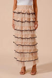 SO ME Layered Ruffled Tulle Maxi Skirt - Trendsi