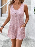 Full Size Button Front Romper with Pockets Plus Size - Trendsi - Flyclothing LLC