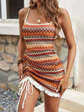 Backless Square Neck Mini Knit Dress - Trendsi