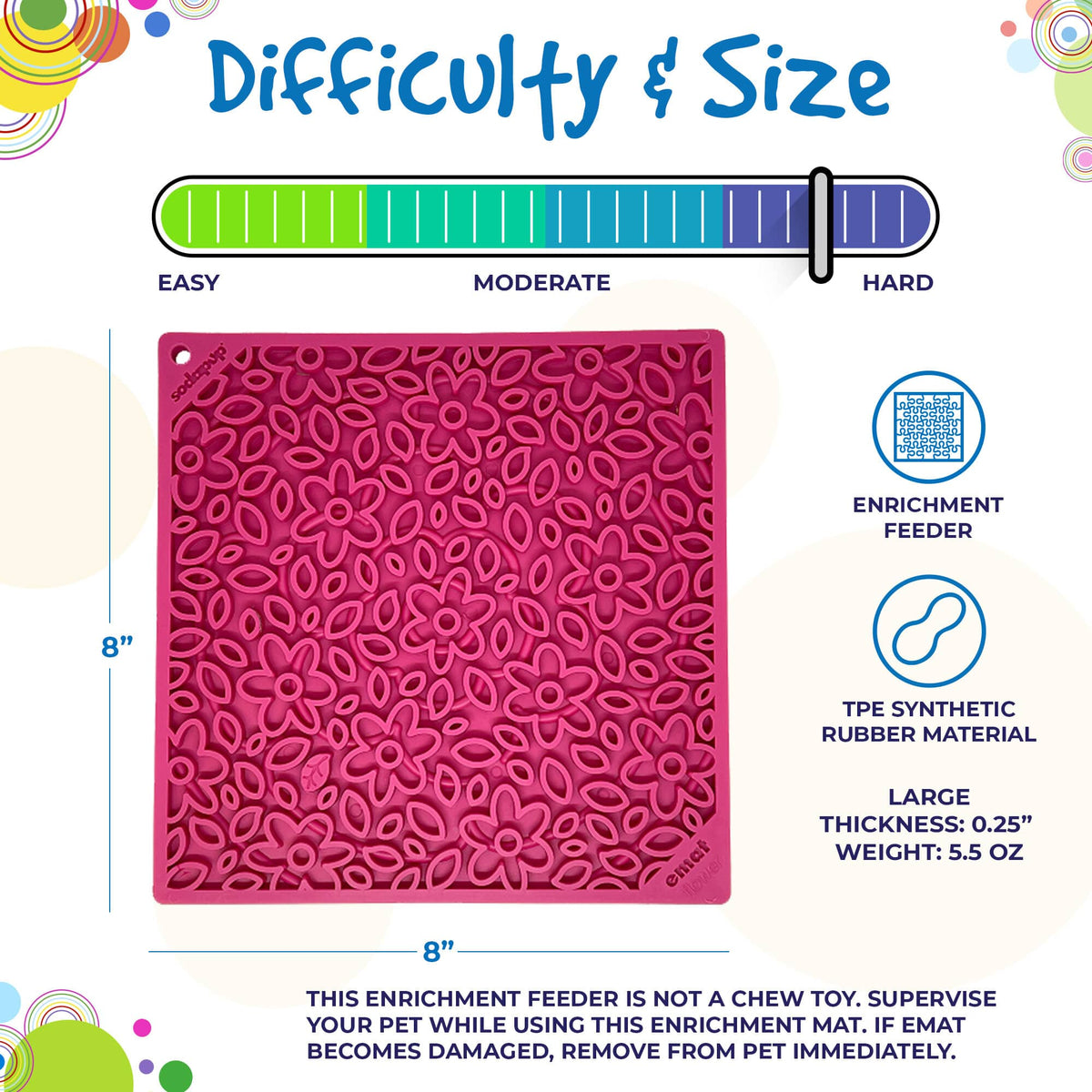 Flower Power emat - Enrichment Lick Mat for Dogs and Cats | Flower Design | USA Made - SodaPup/True Dogs, LLC - Flyclothing LLC