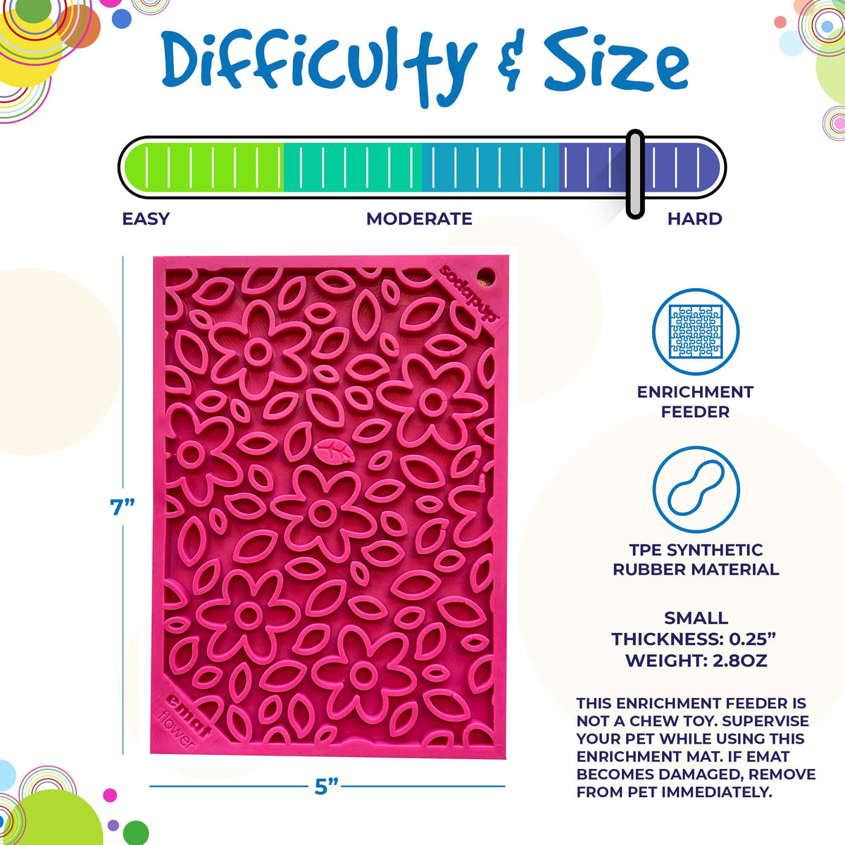 Flower Power emat - Enrichment Lick Mat for Dogs and Cats | Flower Design | USA Made - SodaPup/True Dogs, LLC - Flyclothing LLC