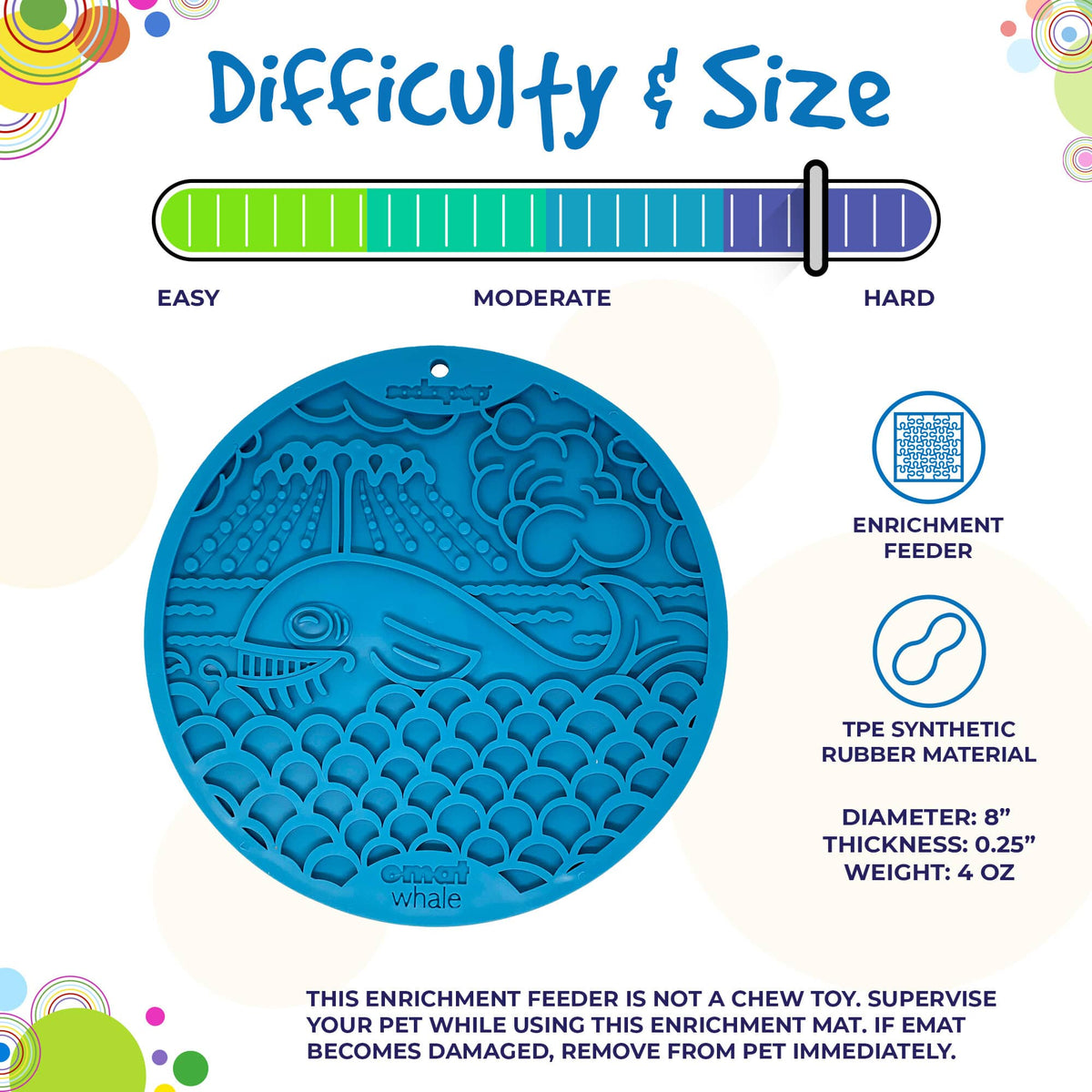 Whale eMat - Enrichment Lick Mat for Dogs and Cats - with Suction Cups | Whale Design | USA Made - SodaPup/True Dogs, LLC - Flyclothing LLC
