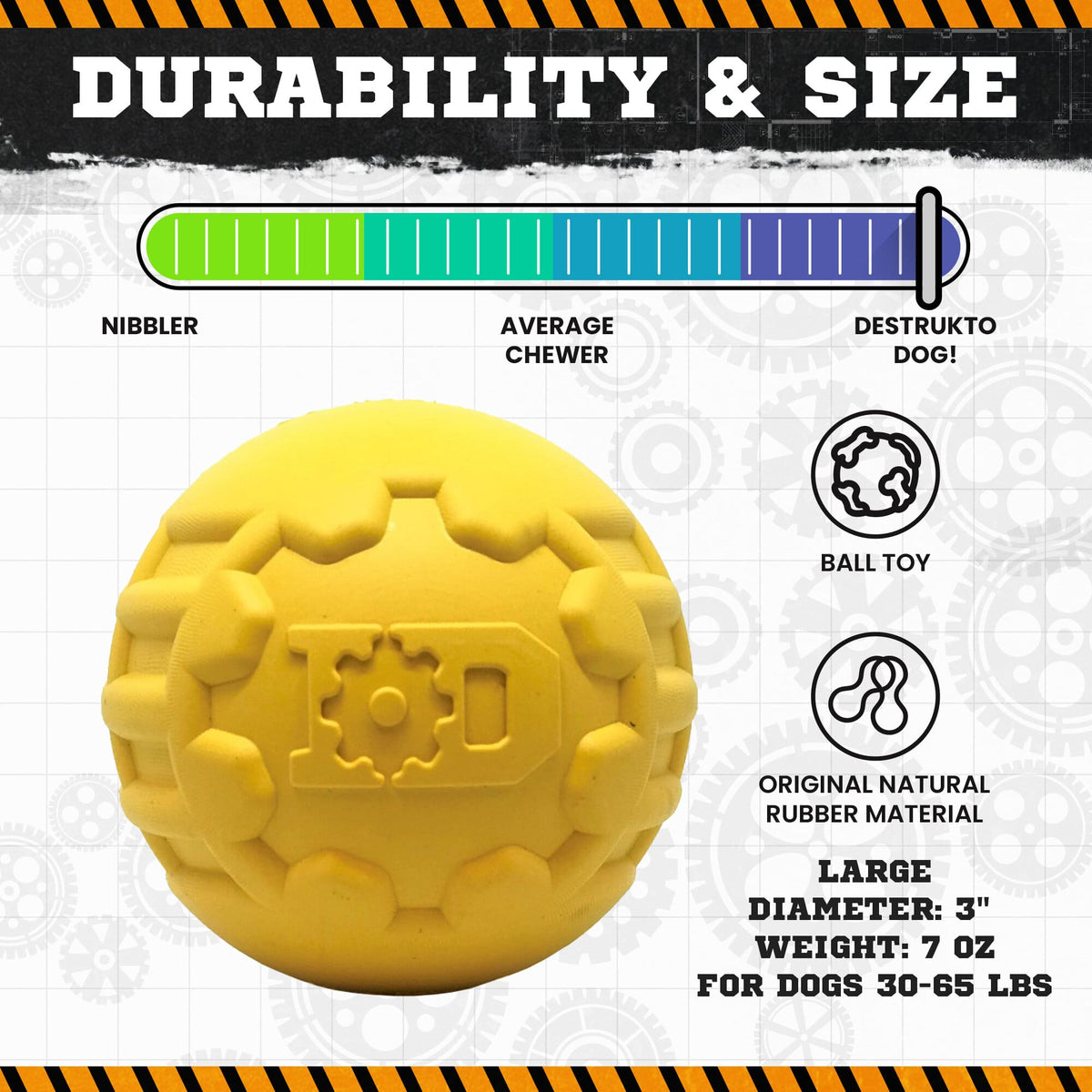 Industrial Dog Ball Rubber Chew Toy for Heavy Chewers | Yellow | USA Made | SodaPup - SodaPup/True Dogs, LLC - Flyclothing LLC