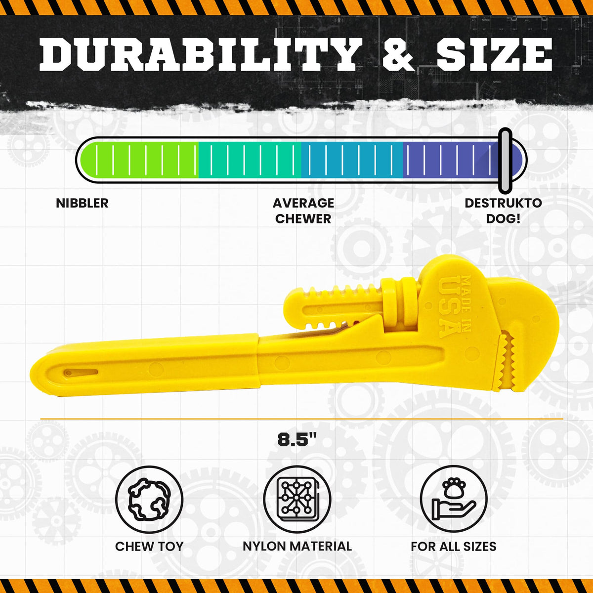Pipe Wrench Nylon Dog Toy for Aggressive Chewers | USA Made | SodaPup - SodaPup/True Dogs, LLC - Flyclothing LLC