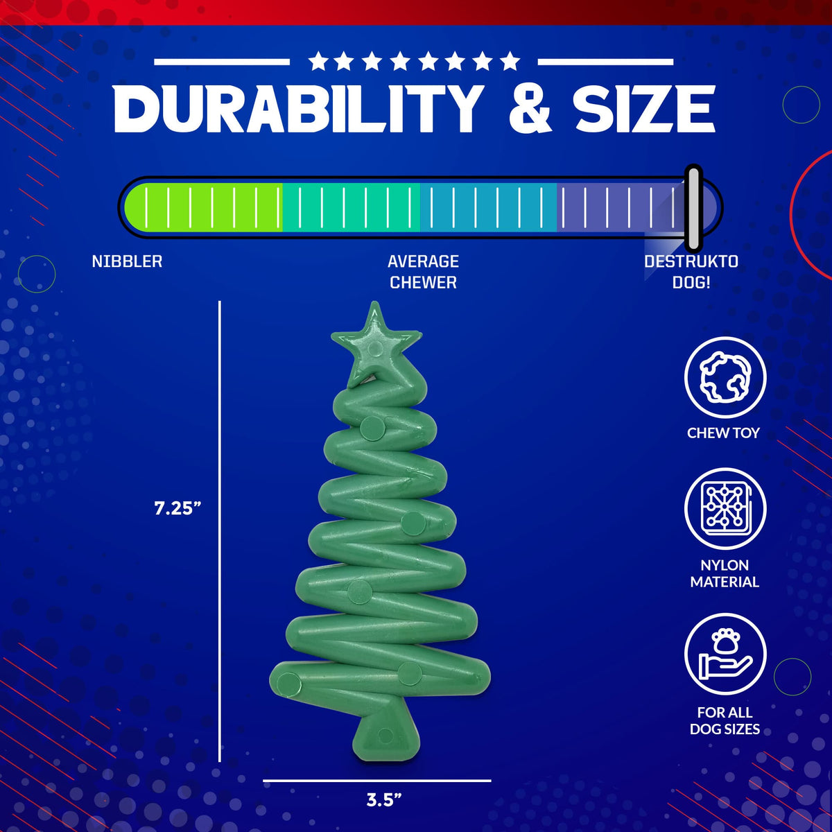 Christmas Tree Nylon Dog Chew Toy for Aggressive Chewers | USA Made & FDA Compliant - SodaPup/True Dogs, LLC - Flyclothing LLC