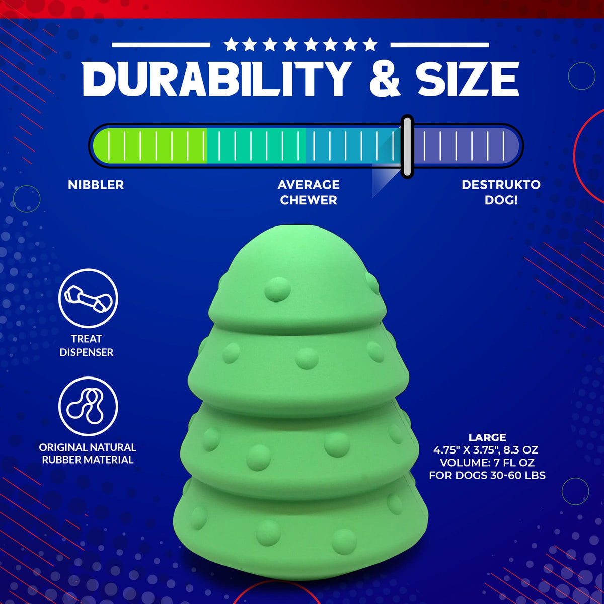 Christmas Tree Dog Toy - Durable Rubber Chew Toy for Large Dogs | USA Made - SodaPup/True Dogs, LLC - Flyclothing LLC