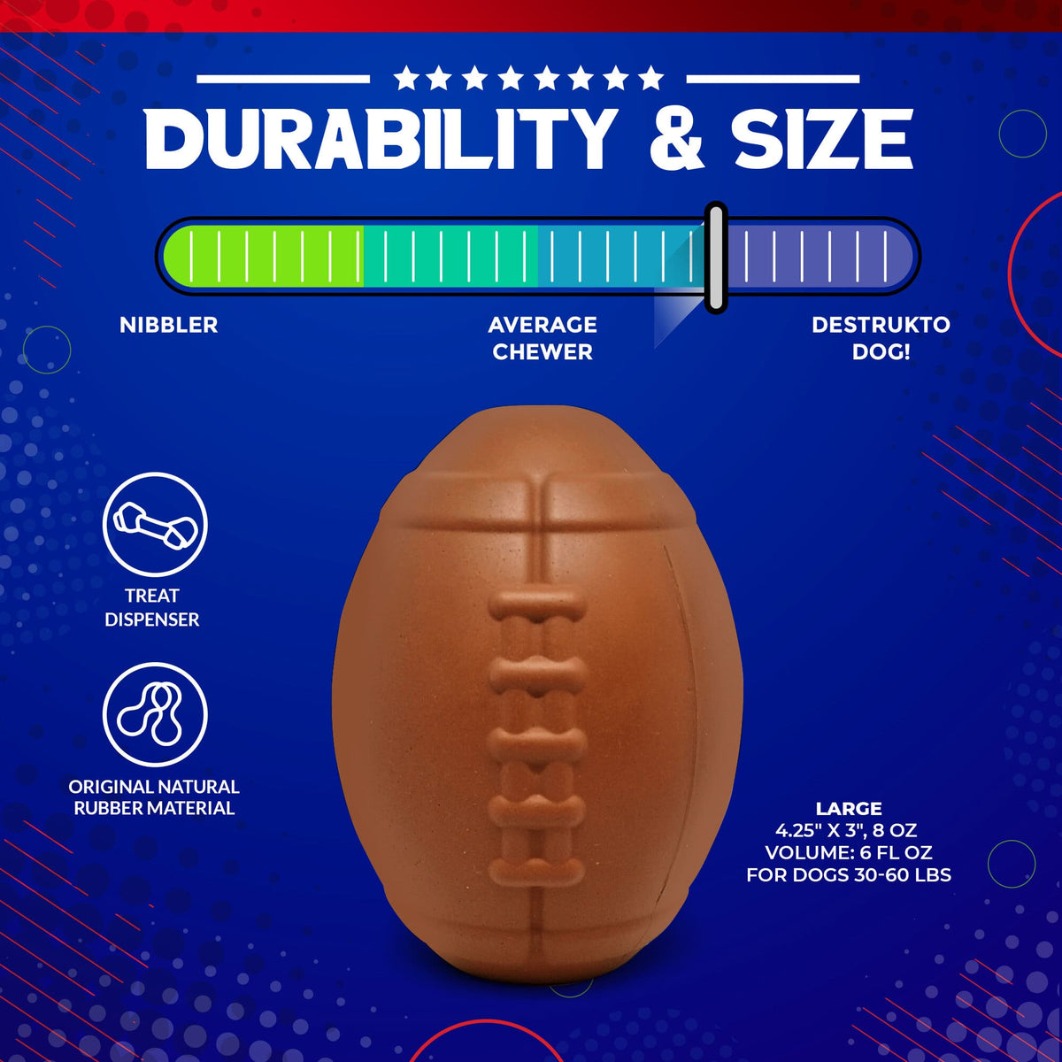 Football Dog Chew Toy & Treat Dispenser - USA Made | SodaPup - SodaPup/True Dogs, LLC - Flyclothing LLC