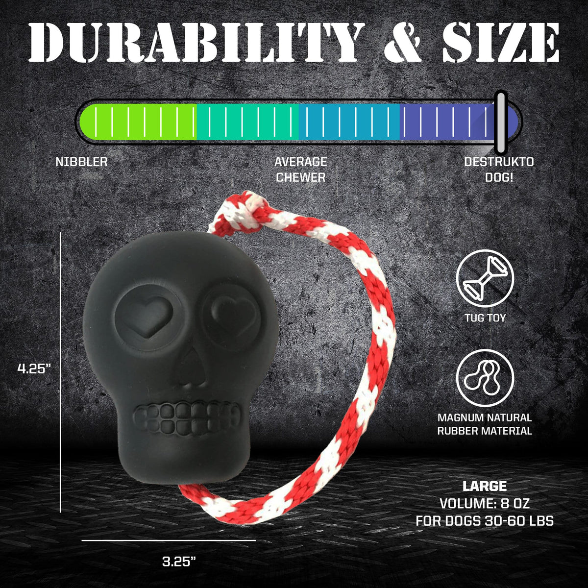 USA-K9 Magnum Skull - Black Magnum Rubber Chew Toy for Extreme Chewers | USA Made - SodaPup/True Dogs, LLC - Flyclothing LLC