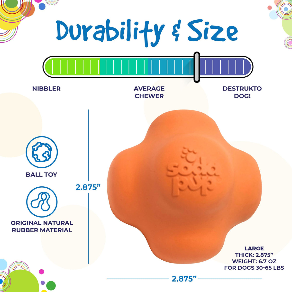 Crazy Bounce Rubber Dog Chew Toy for Power Chewers | Retrieving Ball | USA Made - SodaPup/True Dogs, LLC - Flyclothing LLC