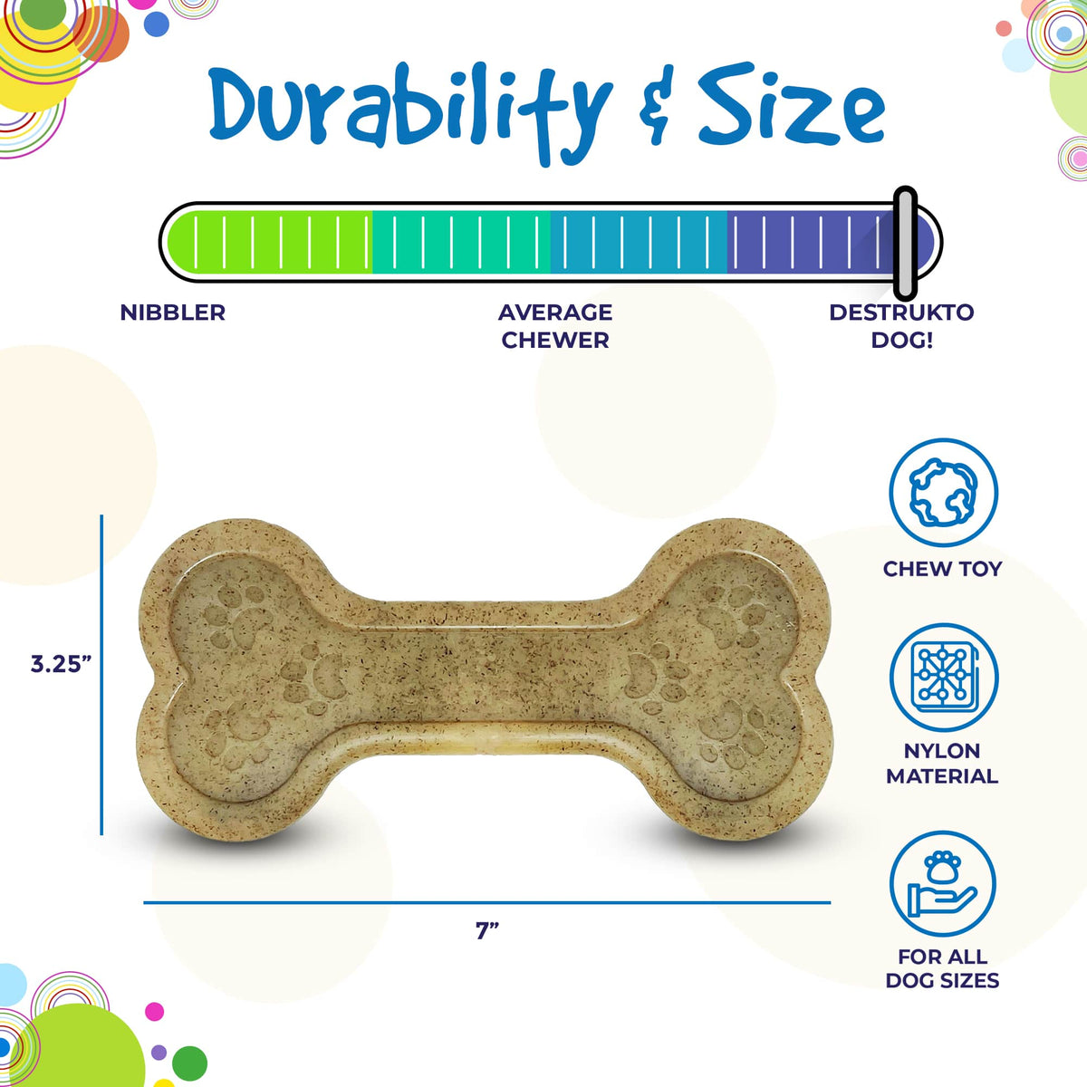 Bone eChew Ultra Durable Nylon Dog Chew Toy for Aggressive Chewers | USA Made - SodaPup/True Dogs, LLC - Flyclothing LLC