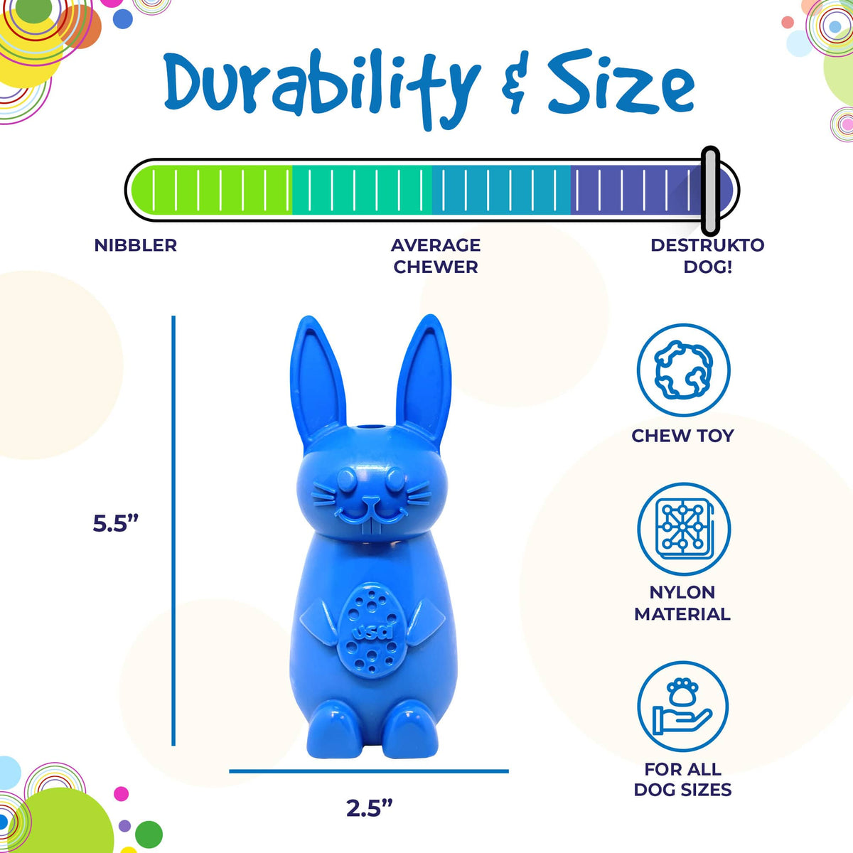 Bunny Nylon Chew Toy for Aggressive Chewers | Durable & USA Made - SodaPup/True Dogs, LLC - Flyclothing LLC