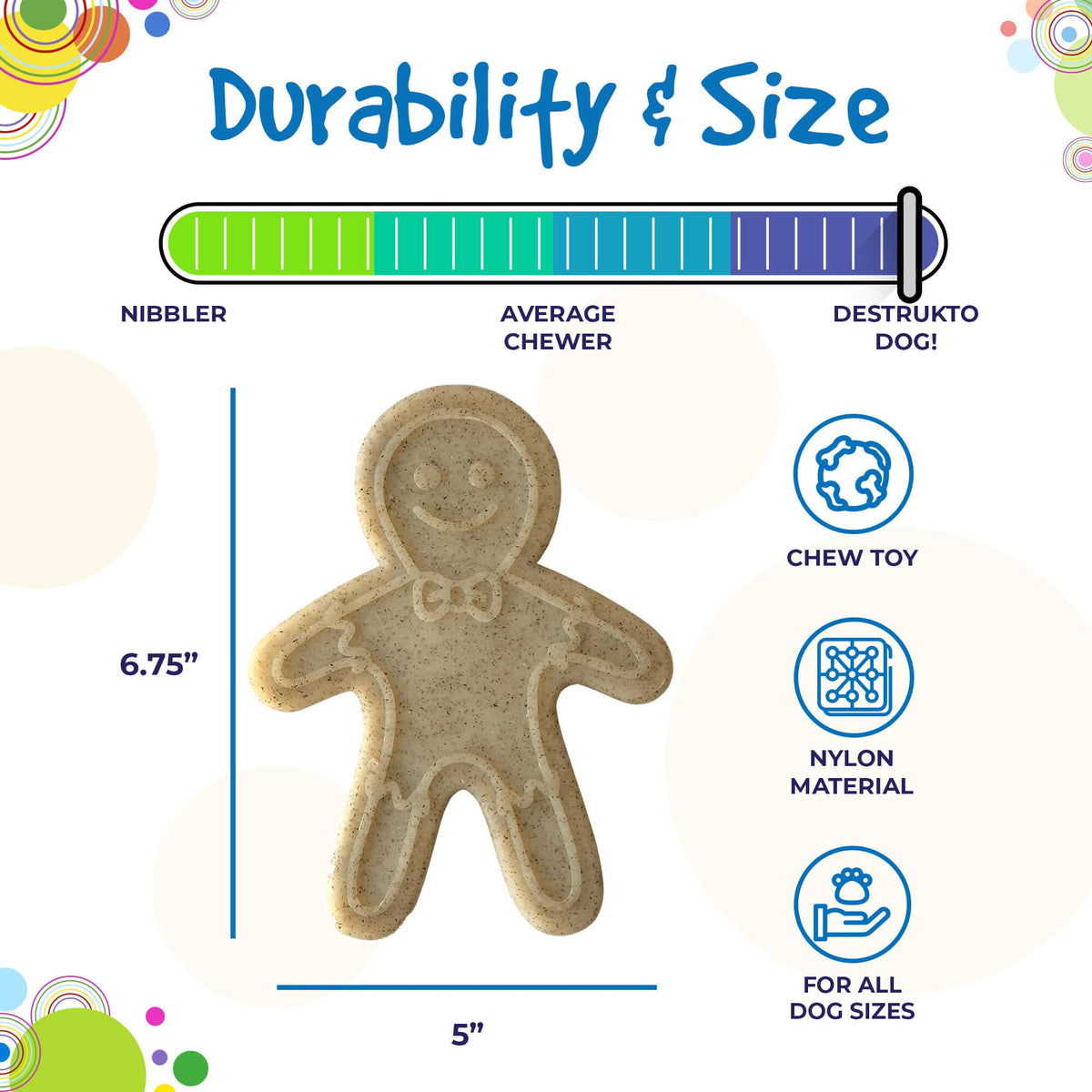 Gingerbread Man Nylon Dog Chew Toy for Aggressive Chewers | USA Made - SodaPup/True Dogs, LLC - Flyclothing LLC