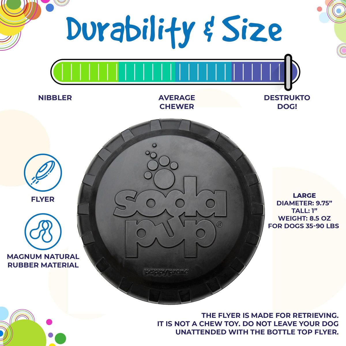 Magnum Bottle Top Flyer Rubber Frisbee for Heavy Chewers | Large | USA Made - SodaPup/True Dogs, LLC - Flyclothing LLC