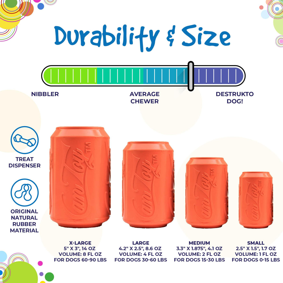 Can Toy Rubber Dog Chew Toy for Average Chewers | Treat Dispenser | USA Made - SodaPup/True Dogs, LLC - Flyclothing LLC