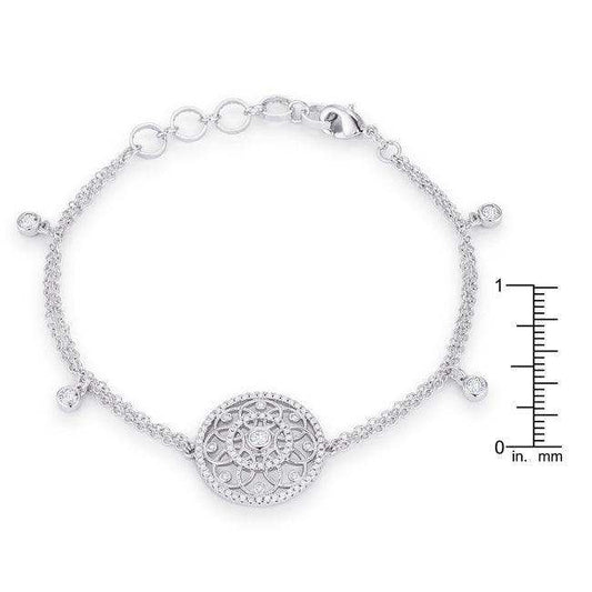 .5 Ct Rhodium Bracelet with Interlocking Circles and CZ - JGI - Flyclothing LLC