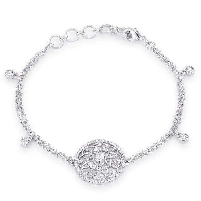 .5 Ct Rhodium Bracelet with Interlocking Circles and CZ - JGI - Flyclothing LLC