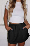 French Terry Drawstring Mini Skort with Pockets - Trendsi - Flyclothing LLC