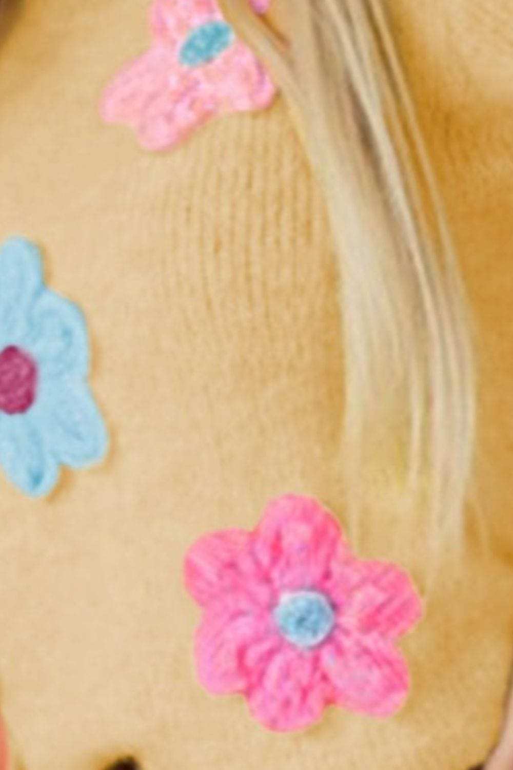 Flower Round Neck Short Sleeve Sweater - Trendsi - Flyclothing LLC