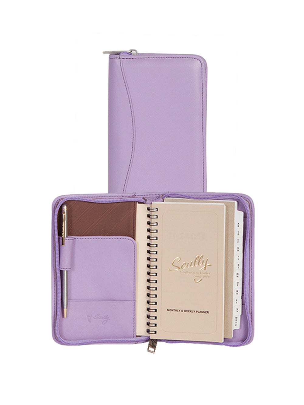 Scully Leather Lavender Wirebound Zip Pocket