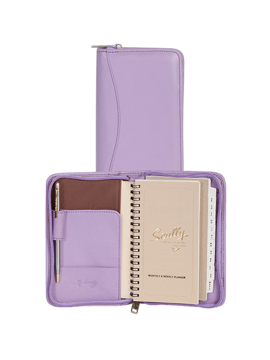 Scully Leather Lavender Wirebound Zip Pocket