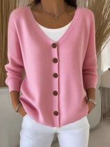 Full Size Button-Front V-Neck Cardigan Plus Size - Trendsi - Flyclothing LLC