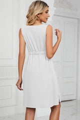 Buttoned Wide Strap Mini Dress - Trendsi - Flyclothing LLC
