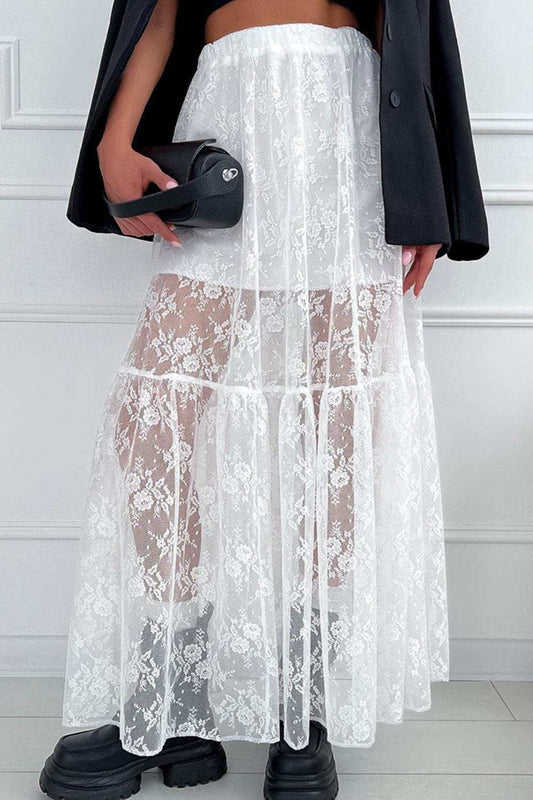 Lace Elastic Waist Maxi Skirt - Trendsi - Flyclothing LLC