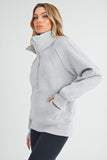 Aemi + Co Half Zip Raglan Sleeve Sweatshirt with Kangaroo Pocket - Trendsi