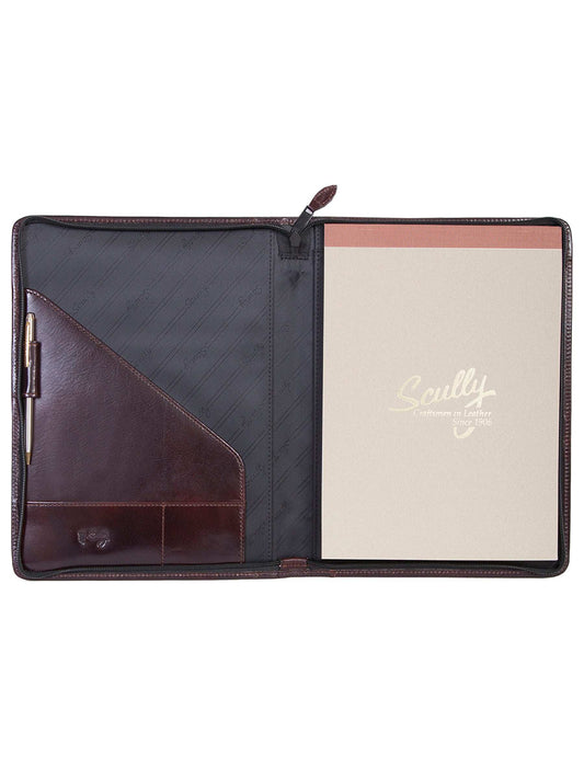 Scully Leather Walnut Zip Letter Size Pad
