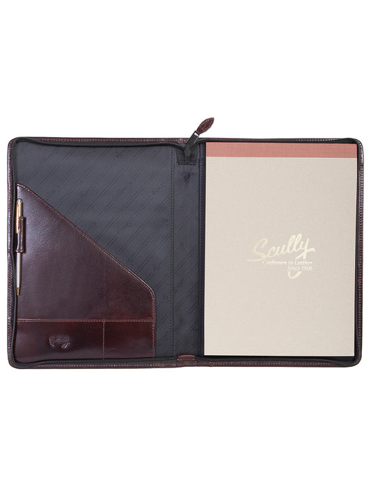 Scully Leather Walnut Zip Letter Size Pad