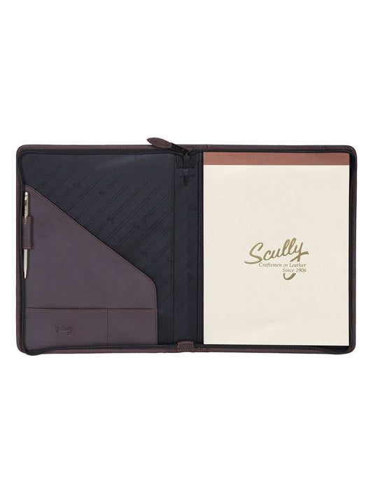 Scully Leather Chocolat Zip Letter Size Pad
