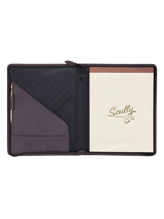 Scully Leather Chocolat Zip Letter Size Pad