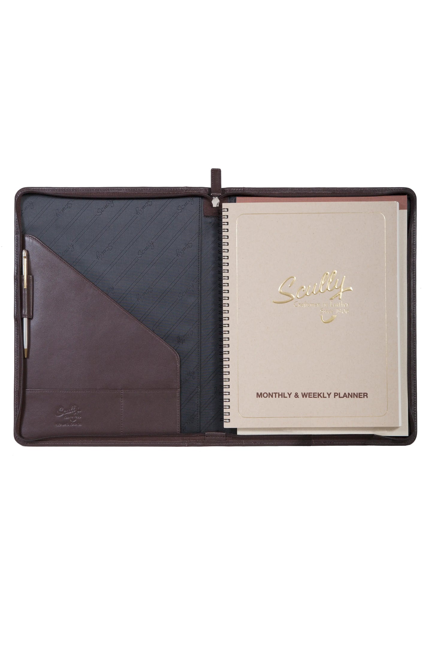 Scully CHOCOLATE WIREBOUND ZIP LETTER PAD - Scully Leather - Flyclothing LLC