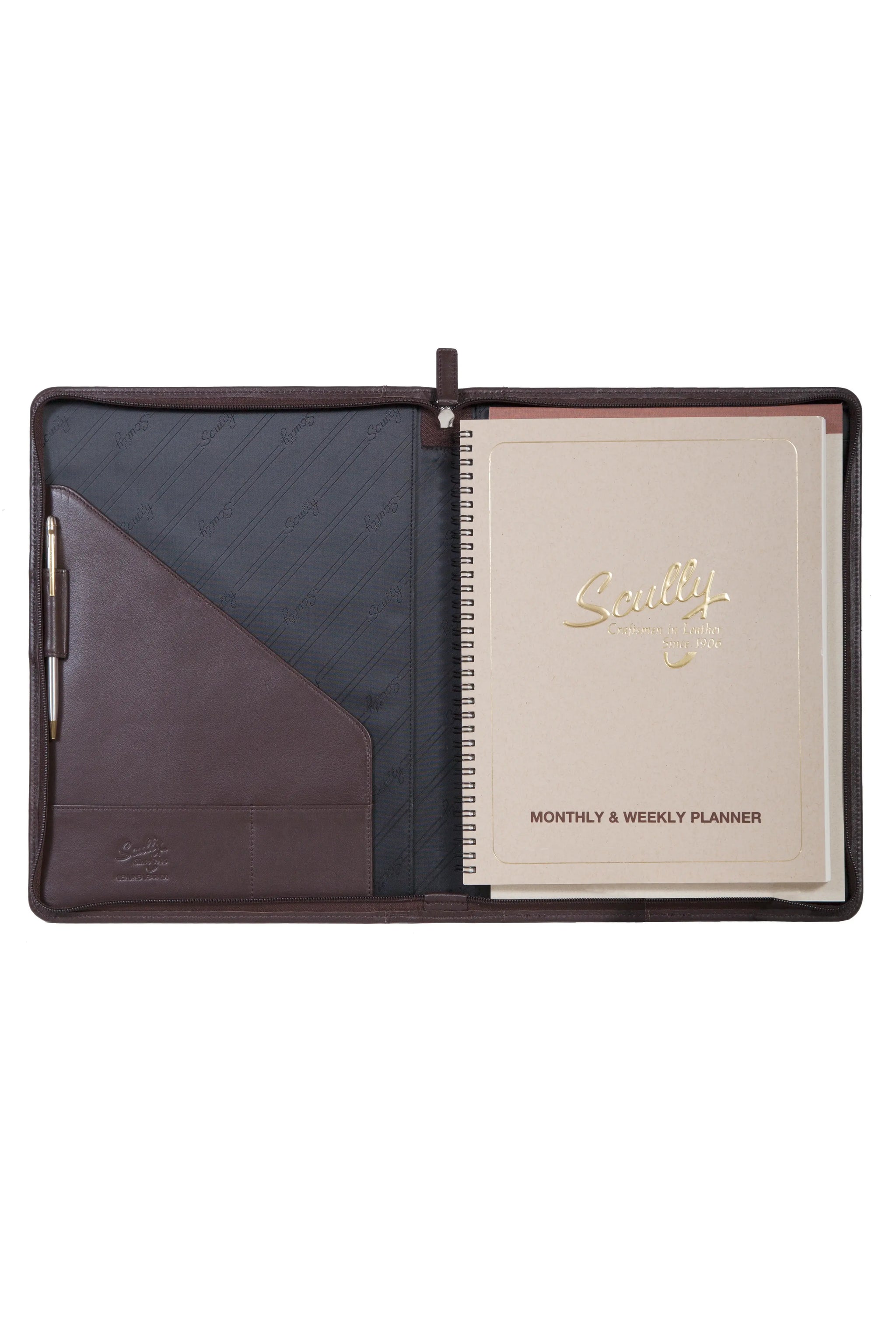Scully CHOCOLATE WIREBOUND ZIP LETTER PAD - Scully Leather - Flyclothing LLC