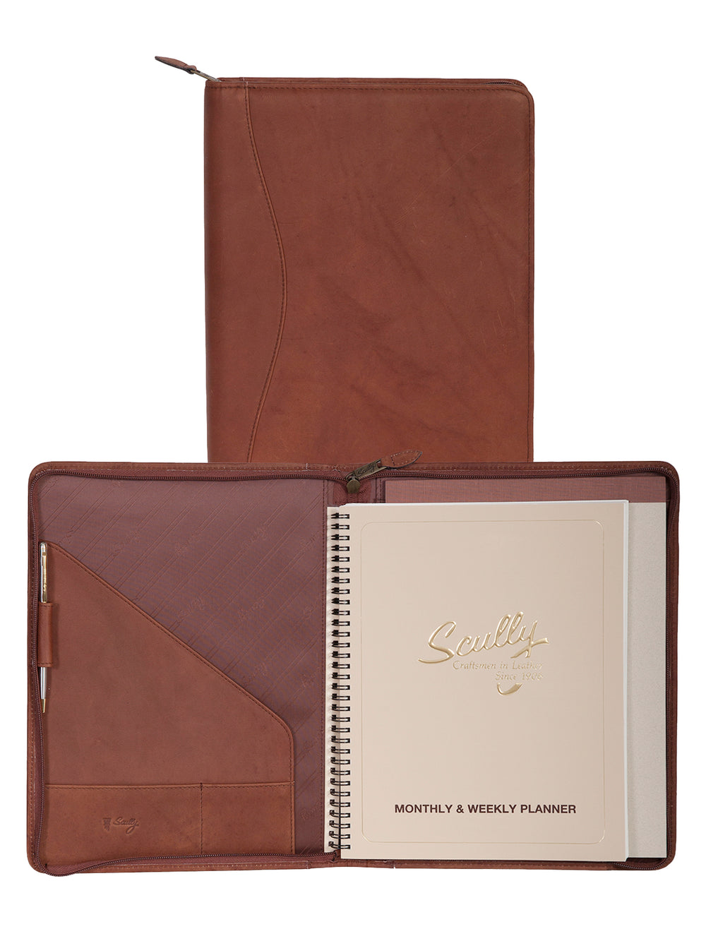 Scully Leather Brown Zip Letter Size Pad