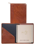 Italia Antique calf leather Brown Wirebound zip letter pad - Scully Leather - Flyclothing LLC