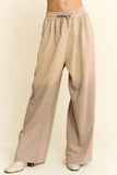 Davi & Dani Rhinestone Drawstring Wide Leg Pants - Trendsi