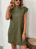 Texture Half Zip Cap Sleeve Mini Dress - Trendsi - Flyclothing LLC