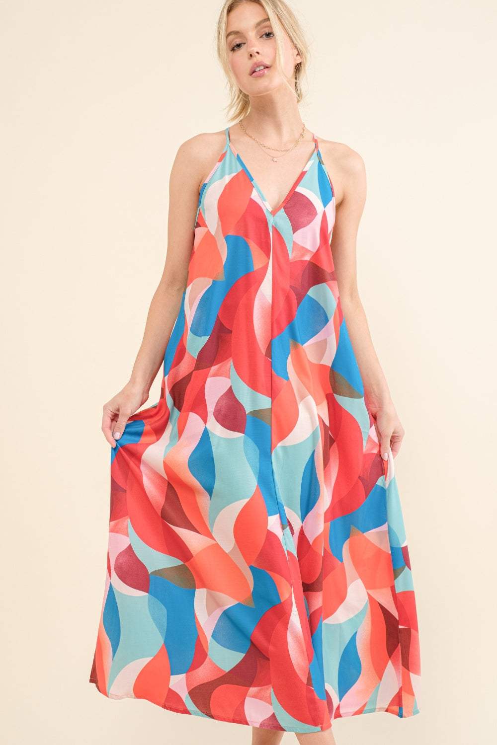 And the Why Printed Crisscross Back Cami Dress - Trendsi - Flyclothing LLC