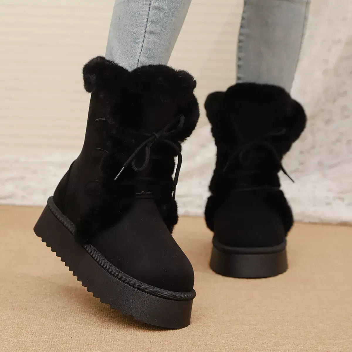 Lace-Up Winter Boots - Trendsi - Flyclothing LLC