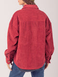 Button Up Long Sleeve Corduroy Jacket - Trendsi