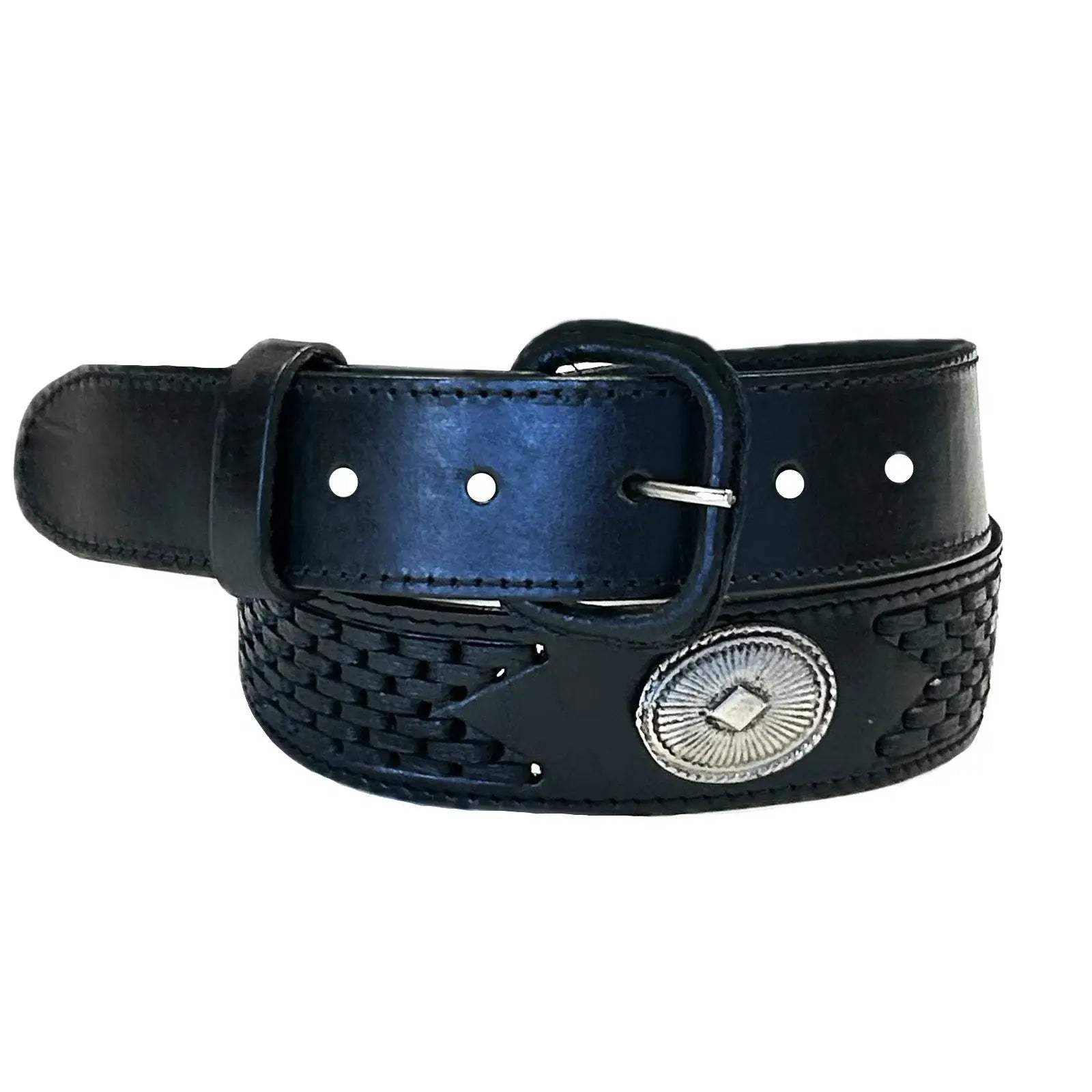 Rockmount Ranch Wear 502 blk b 24 concho belt 1 1 2 - Rockmount Clothing - Flyclothing LLC