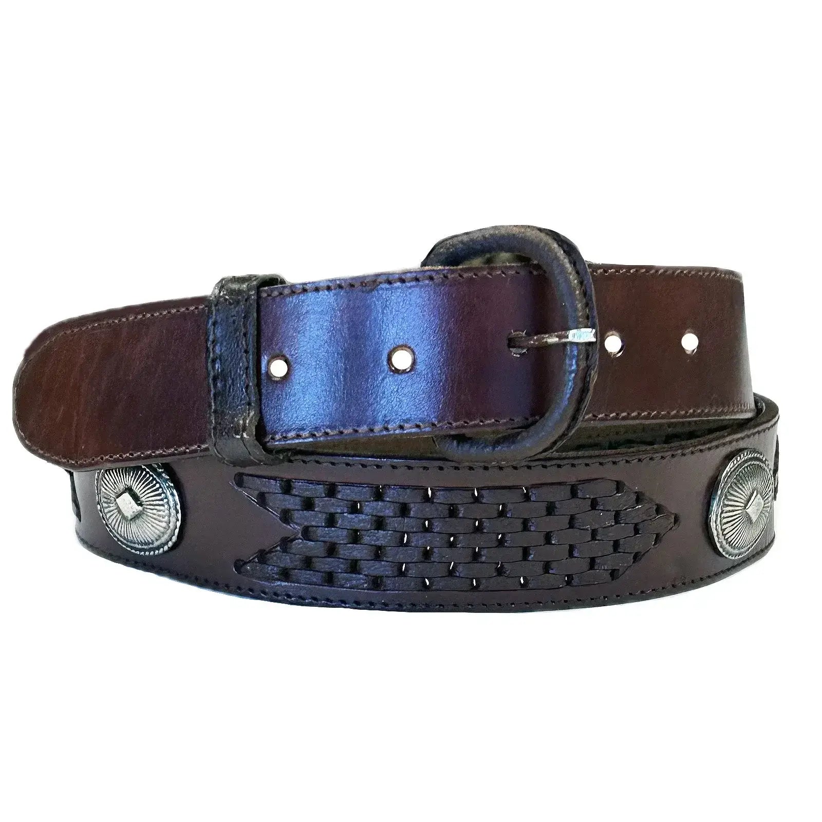 Rockmount Ranch Wear 502 brn s b 2 brown western belt with backet conchos - Rockmount Clothing - Flyclothing LLC