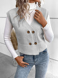 Full Size Button Up V-Neck Sweater Vest - Trendsi - Flyclothing LLC
