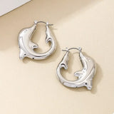 18K Gold-Plated Dolphin Hoop Earrings - Trendsi - Flyclothing LLC